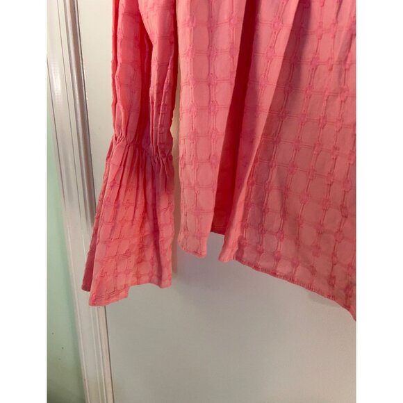 In the Style Tie Front Blouse Womens Size 8 Pink Boho Peasant Top Long Sleeve Sq - Picture 8 of 16